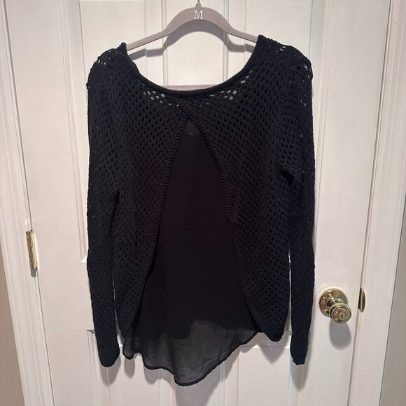 Bar II Black Knit Sweater with Sheer Open Back - Size Small - Picture 3 of 3